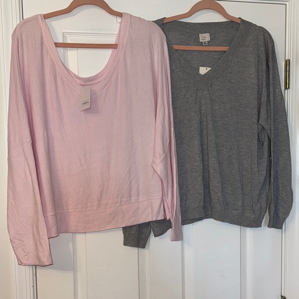 2 Light weight Cozy Oversized Sweaters Pink & Gray NWT